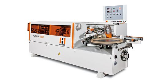 Kantenanleimmaschine HOLZHER AURIGA 1307 Komplettbearbeitung inklusive Fügen, Eckkopieren und zwei Finishaggregaten