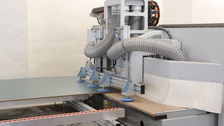 Profesjonalne i precyzyjne frezowanie sprzętu do zabaw z gniazdowym systemem CNC firmy HOLZHER - bezkonkurencyjne w połączeniu z automatycznym systemem przechowywania płyt