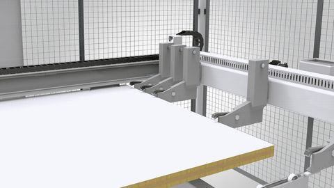 Schwimmend gelagerte Werkstückzangen Die schwimmend gelagerten Werkstückspanner gleichen Unebenheiten in den Platten/Paketen aus.